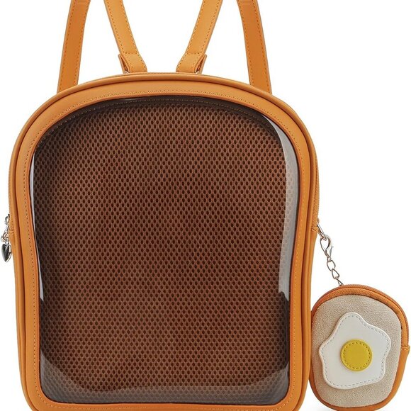 Charming Women's Ita Backpack - Toast Design with Pin Display for Kawaii Style - Picture 1 of 9